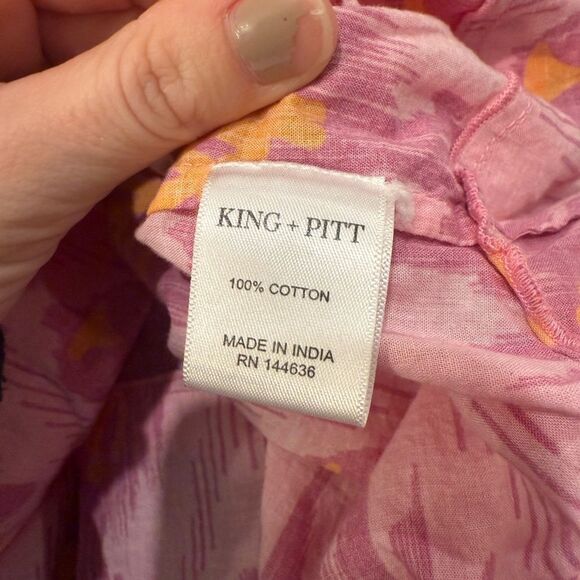 King and Pitt Pink Ikat Cotton Mini Dress - Picture 3 of 4